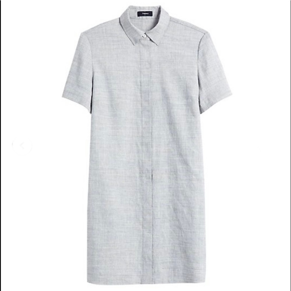 Theory Light Gray Short Sleeve Shirt Dress